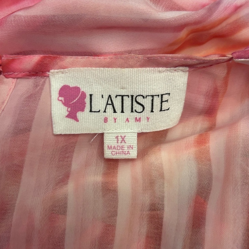 L’atiste Multicolor Ruffle Mini Dress Deep V Flutter Sleeve Ruched Colorful - Picture 12 of 15